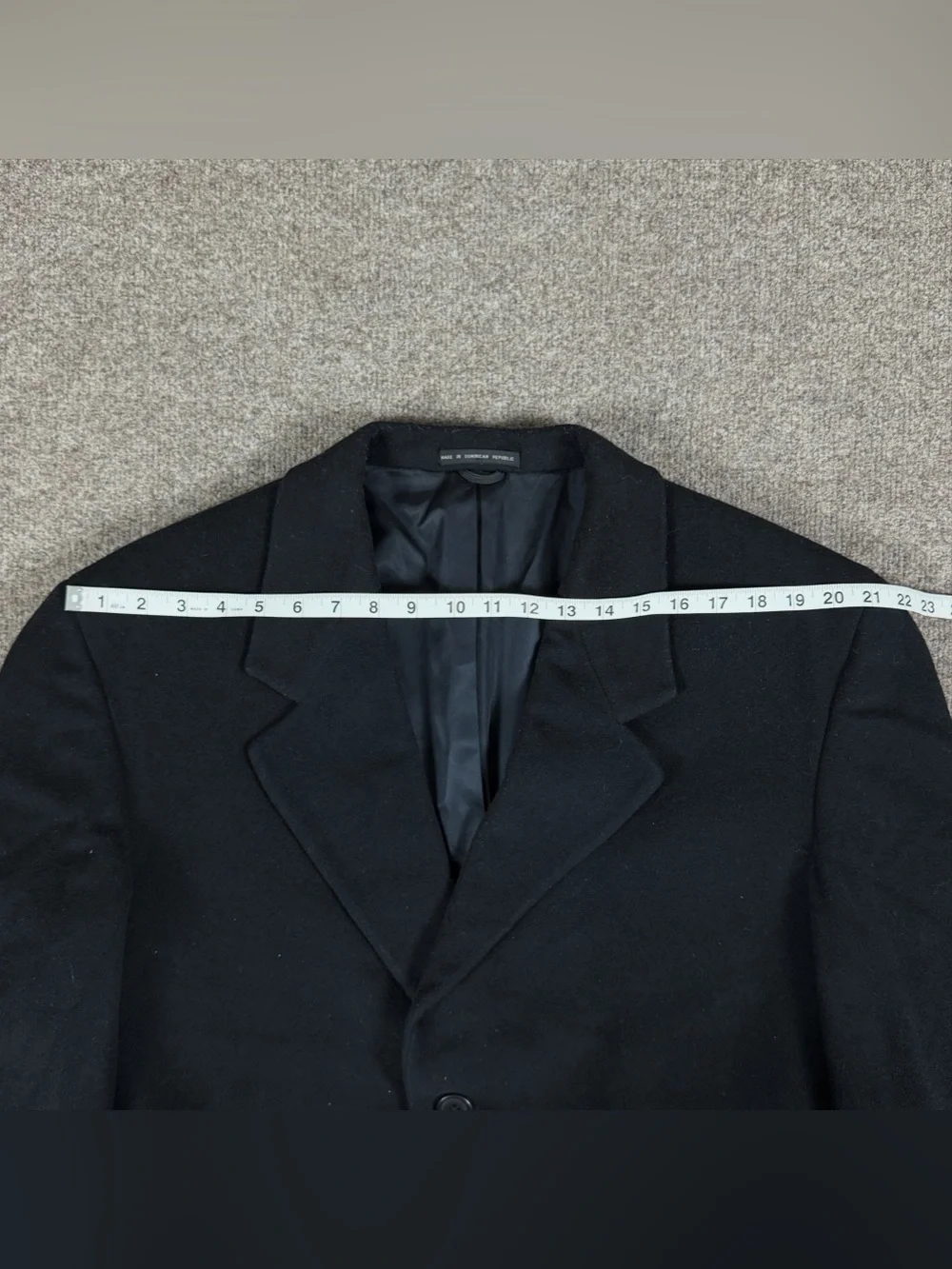 Vintage Black Wool Cashmere Long Overcoat Men’s 42 Large Single Breasted Coat_7